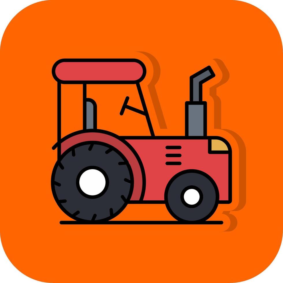 trattore pieno arancia sfondo icona vettore