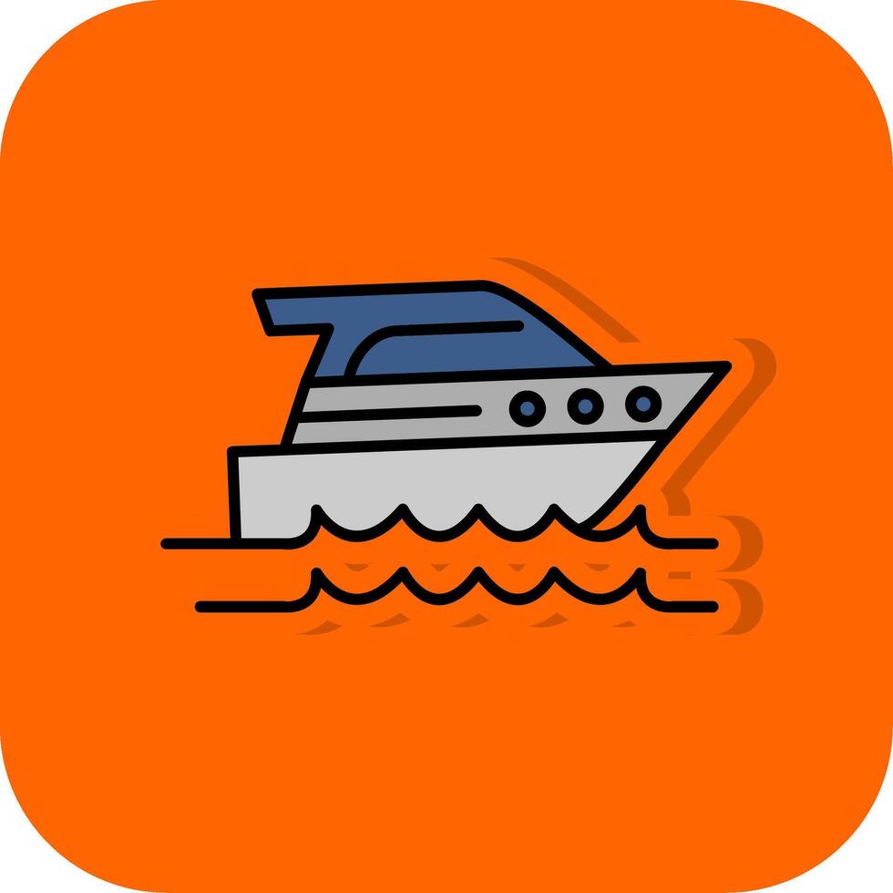velocità barca pieno arancia sfondo icona vettore