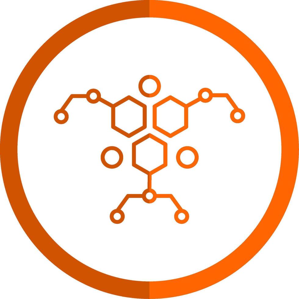 molecola linea arancia cerchio icona vettore
