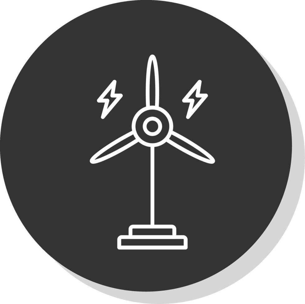 eolico turbina linea grigio cerchio icona vettore