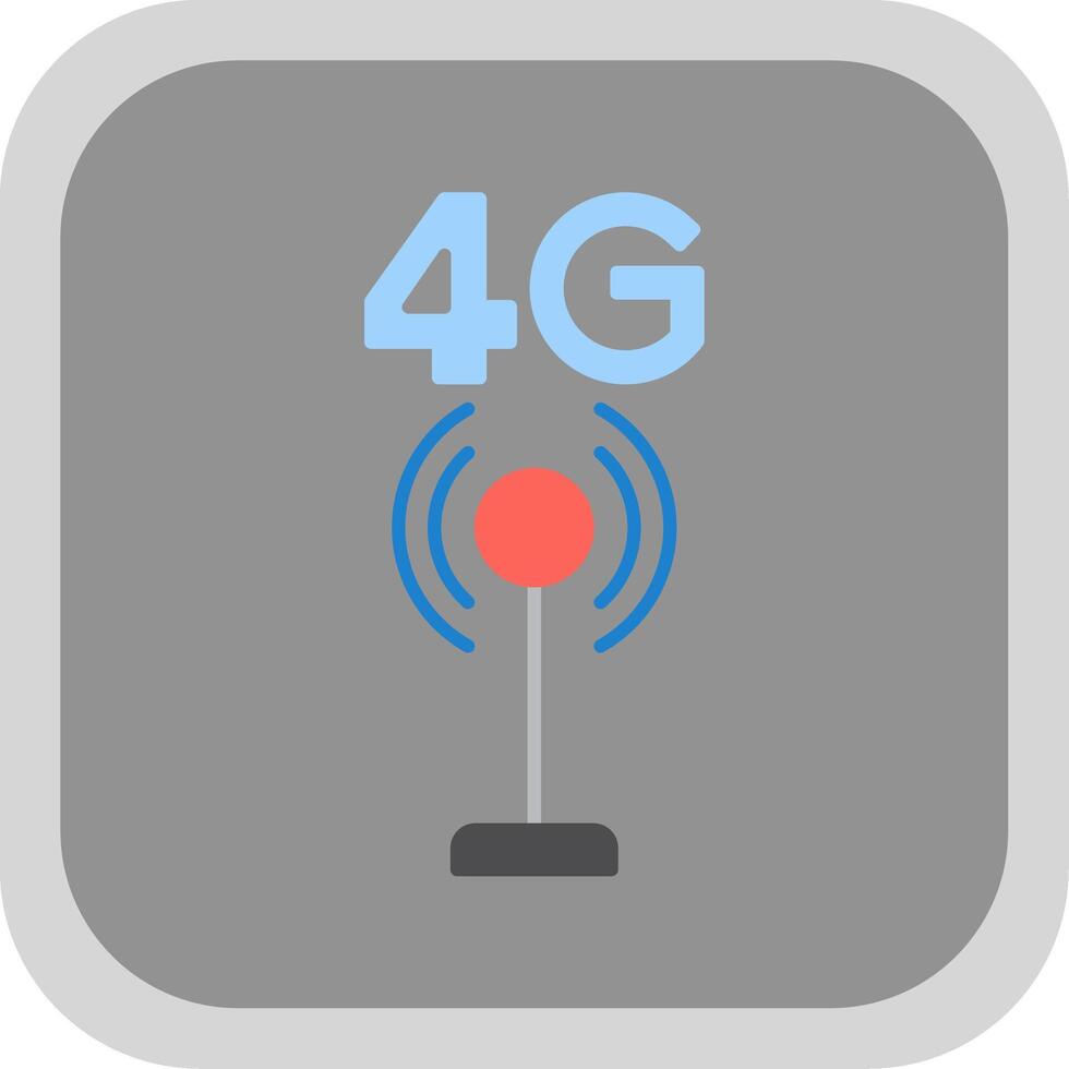 4g piatto il giro angolo icona vettore