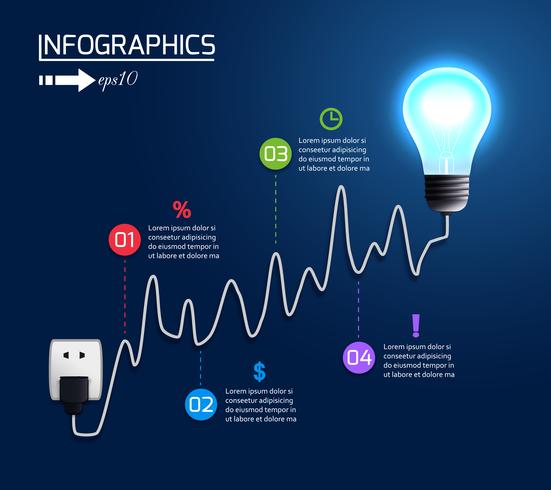 Grafico del grafico di crescita della lampadina creativa vettore