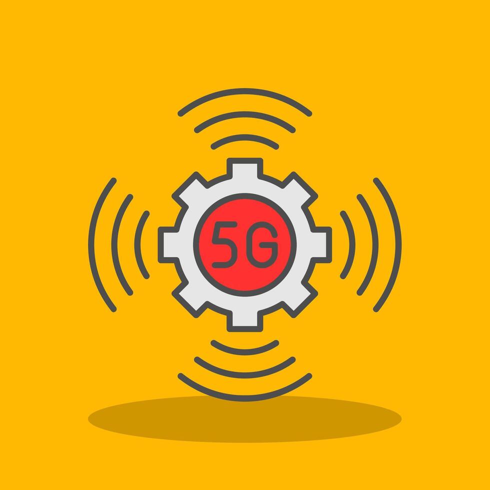 5g pieno ombra icona vettore