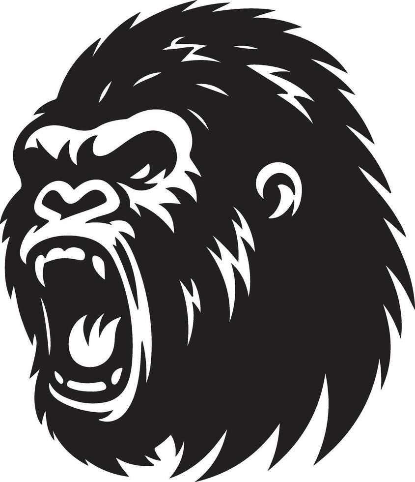 arrabbiato gorilla ululato viso logo silhouette , nero colore silhouette 2 vettore