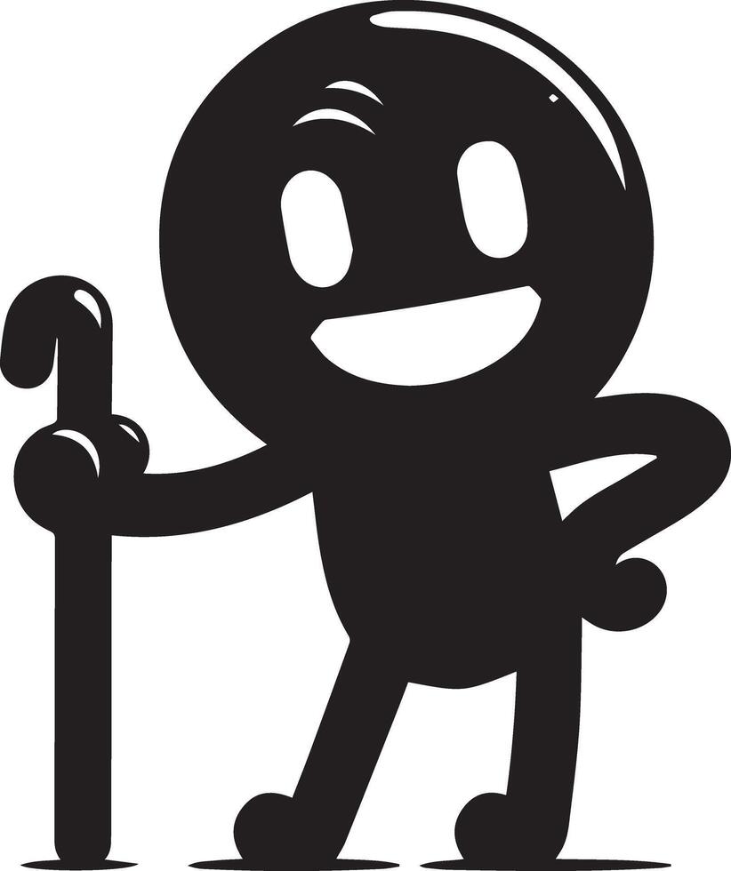minimo divertente cartone animato personaggio silhouette, silhouette, nero colore, bianca sfondo 31 vettore