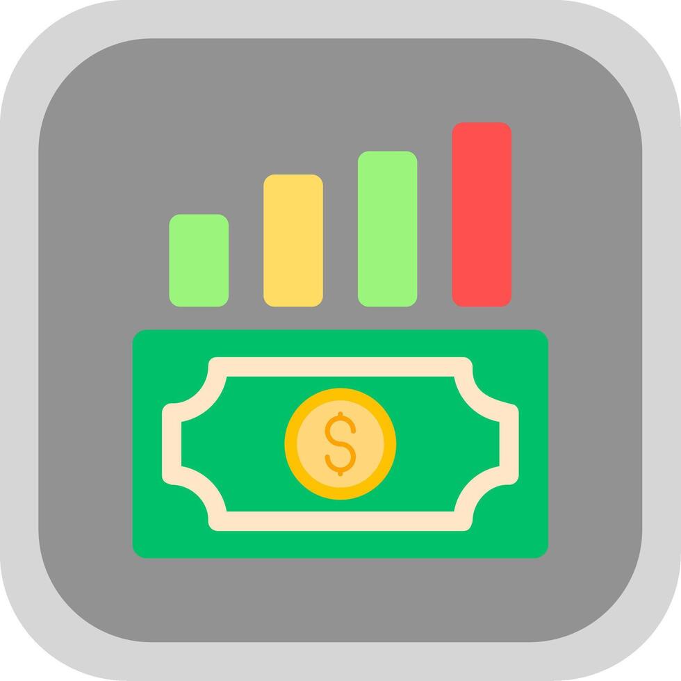 i soldi crescita piatto il giro angolo icona vettore