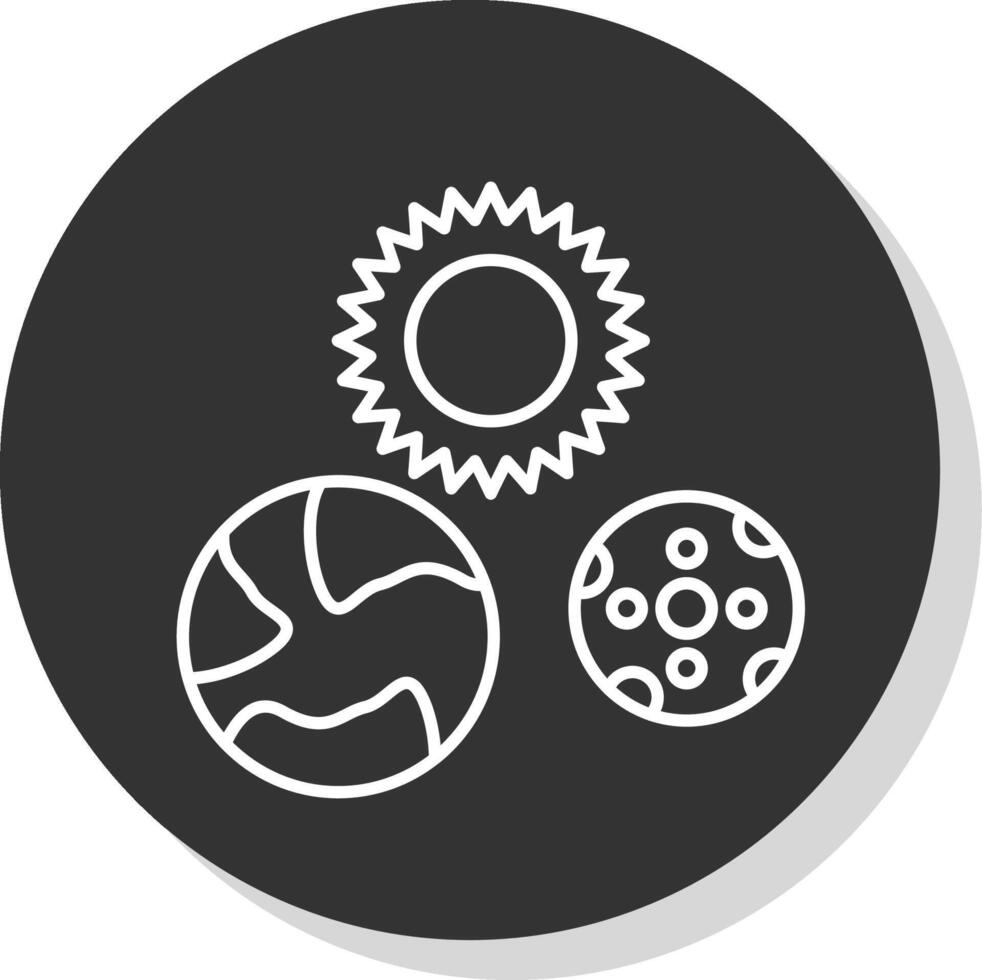 solare sistema linea grigio cerchio icona vettore