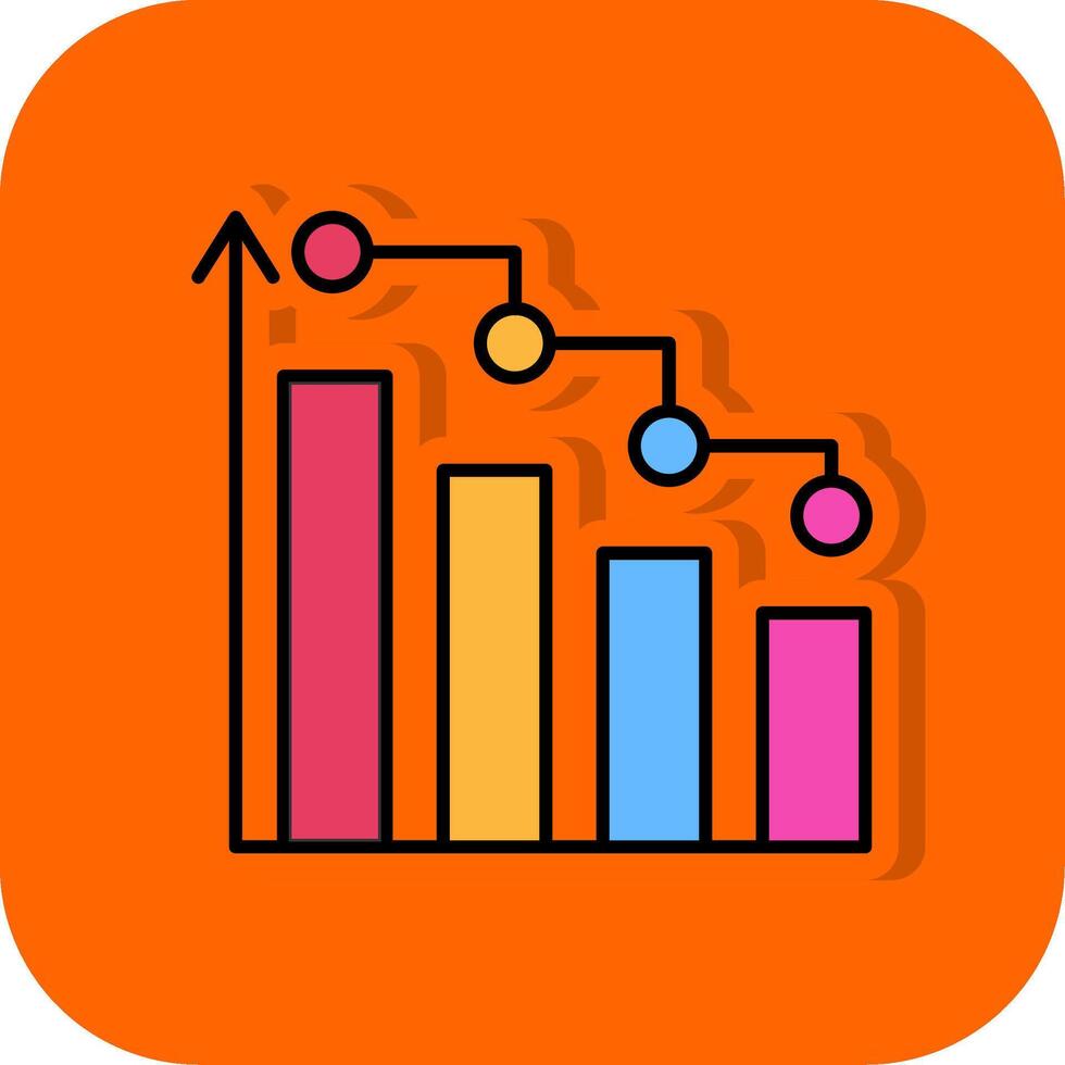 bar grafico pieno arancia sfondo icona vettore