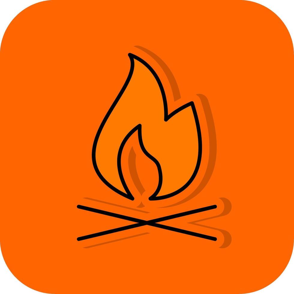 fuoco pieno arancia sfondo icona vettore