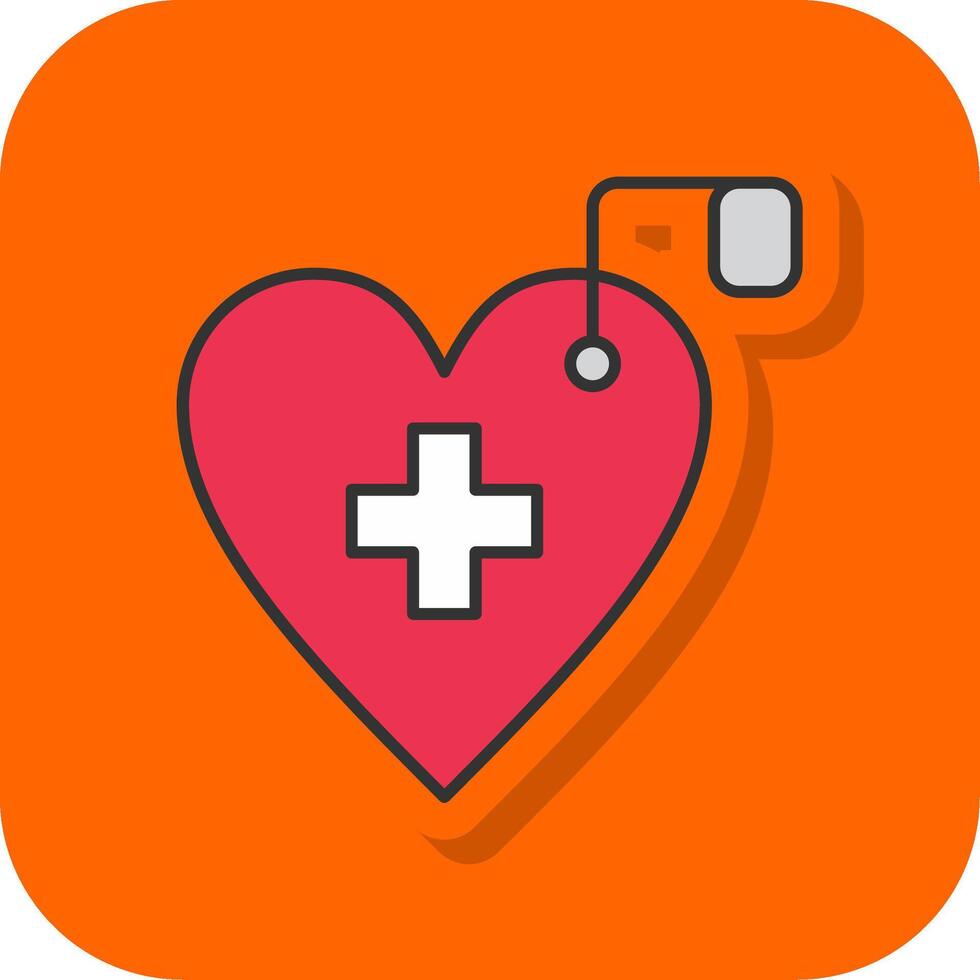 cardiologia pieno arancia sfondo icona vettore
