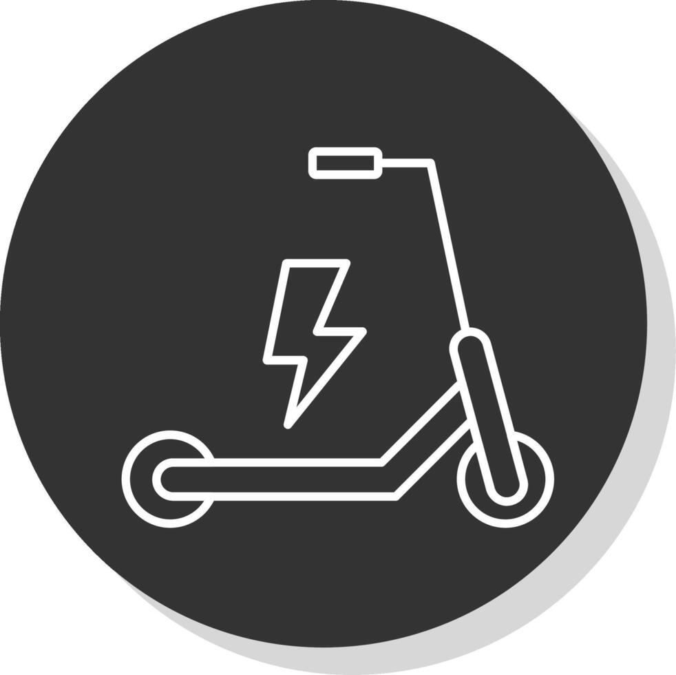 elettrico scooter linea grigio cerchio icona vettore