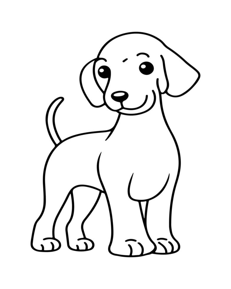 carino cane colorazione pagine, cane nero e bianca illustrazione vettore