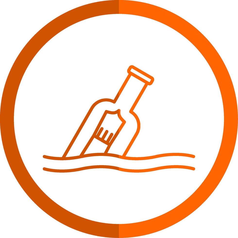 Messaggio nel un' bottiglia linea arancia cerchio icona vettore