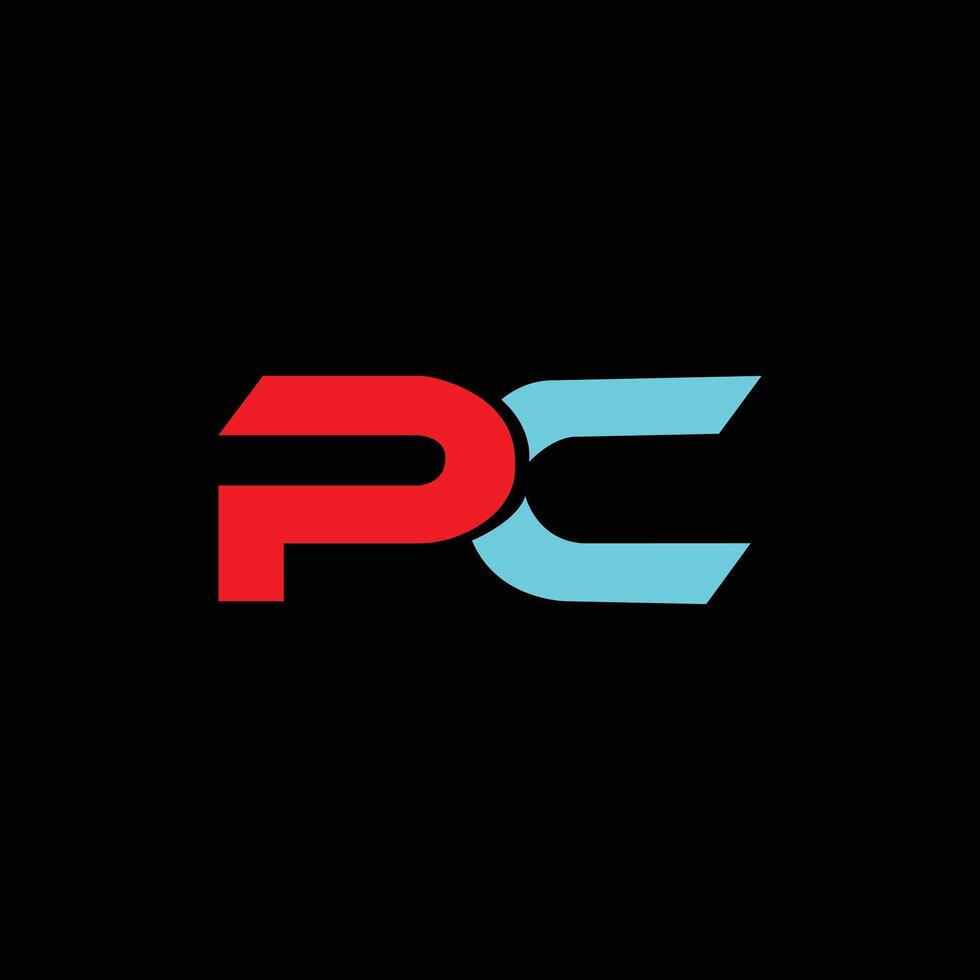 pc lettera logo design vettore