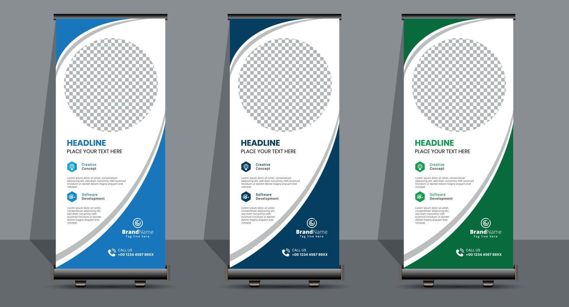 business creativo roll up design modello banner segnaletica. vettore