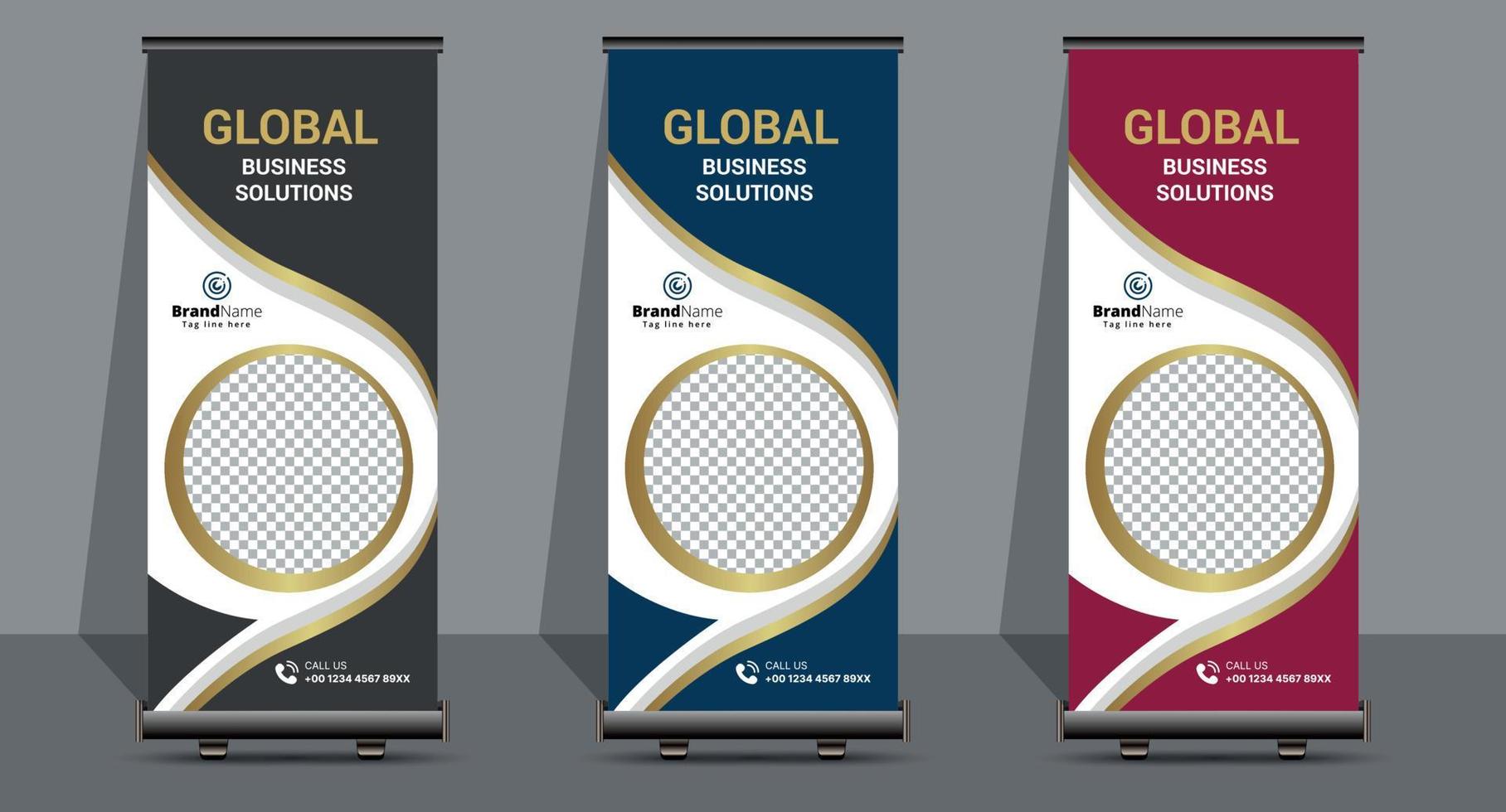 business creativo roll up design modello banner segnaletica. vettore