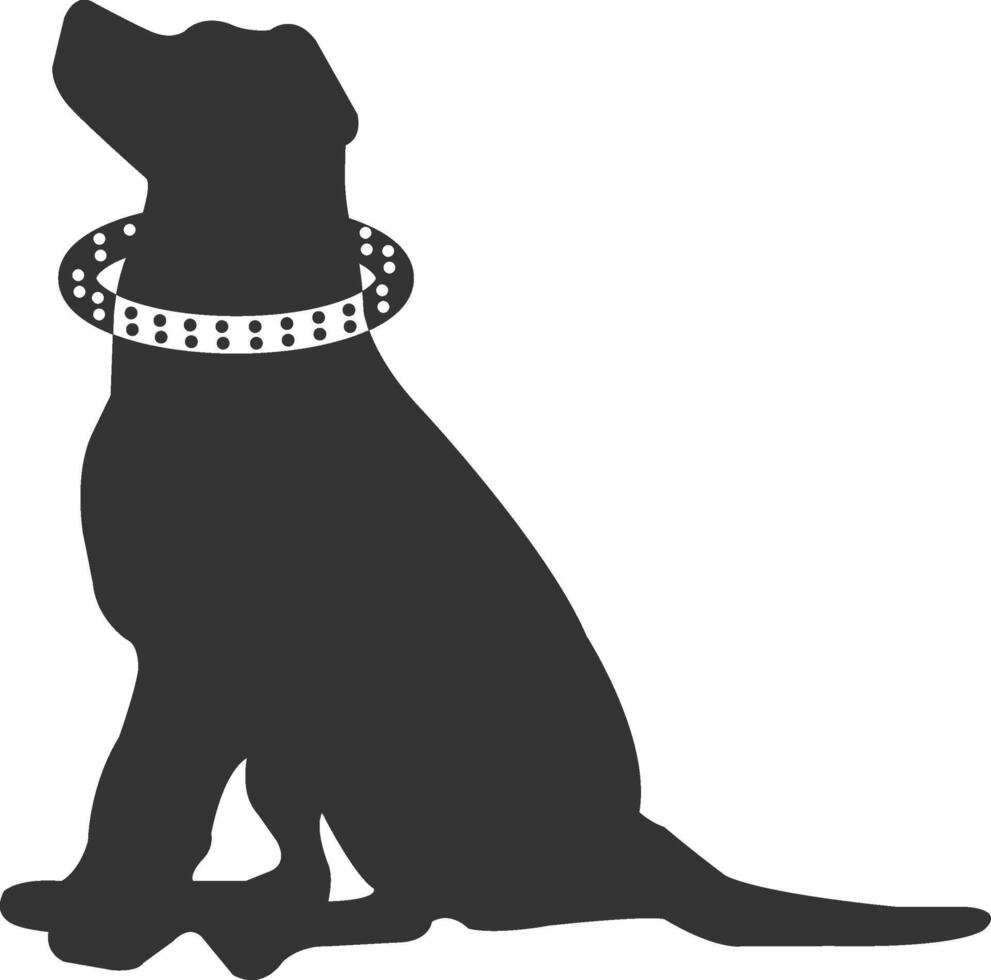 cane silhouette con collare e catena collare vettore