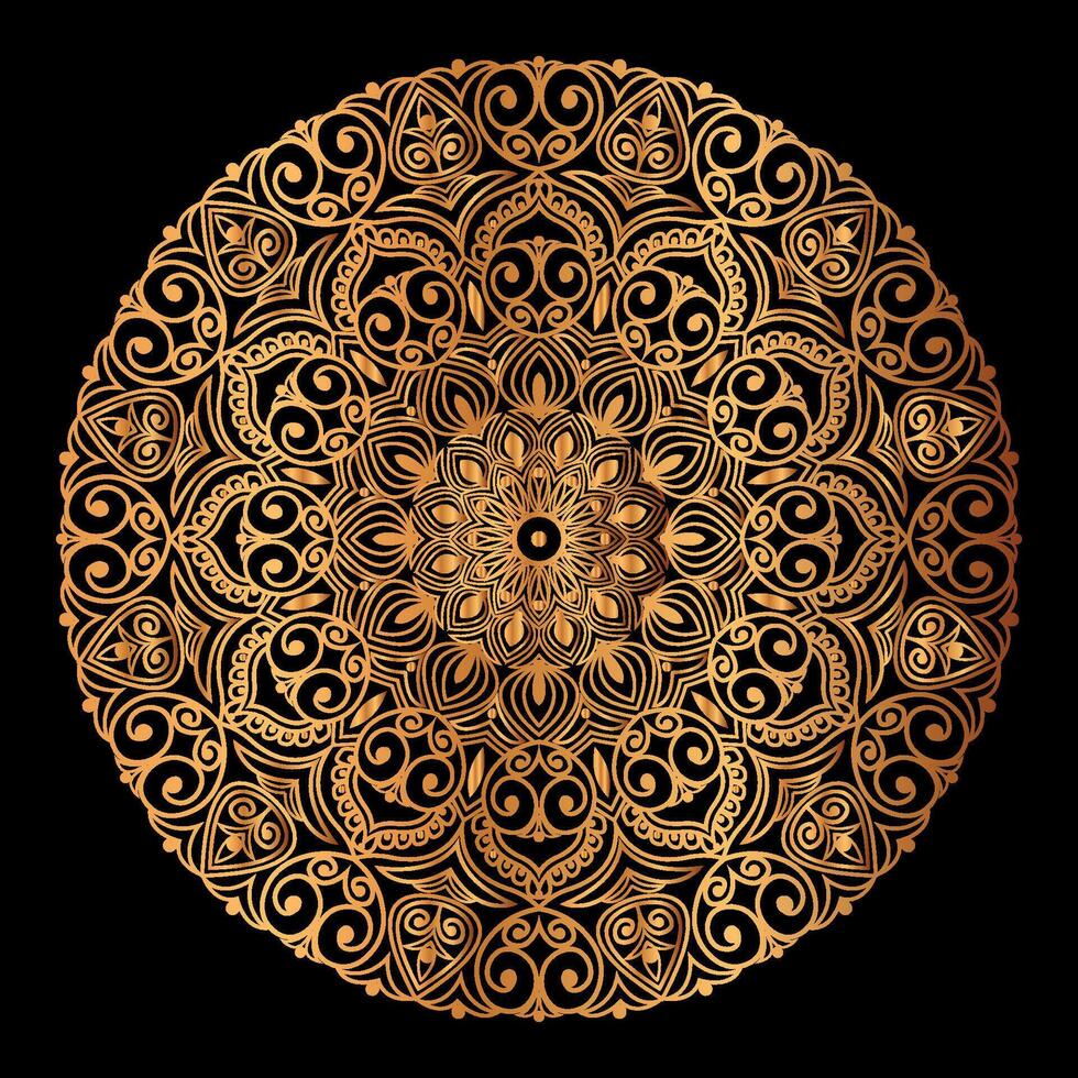 d'oro mandala design con un' nero sfondo vettore