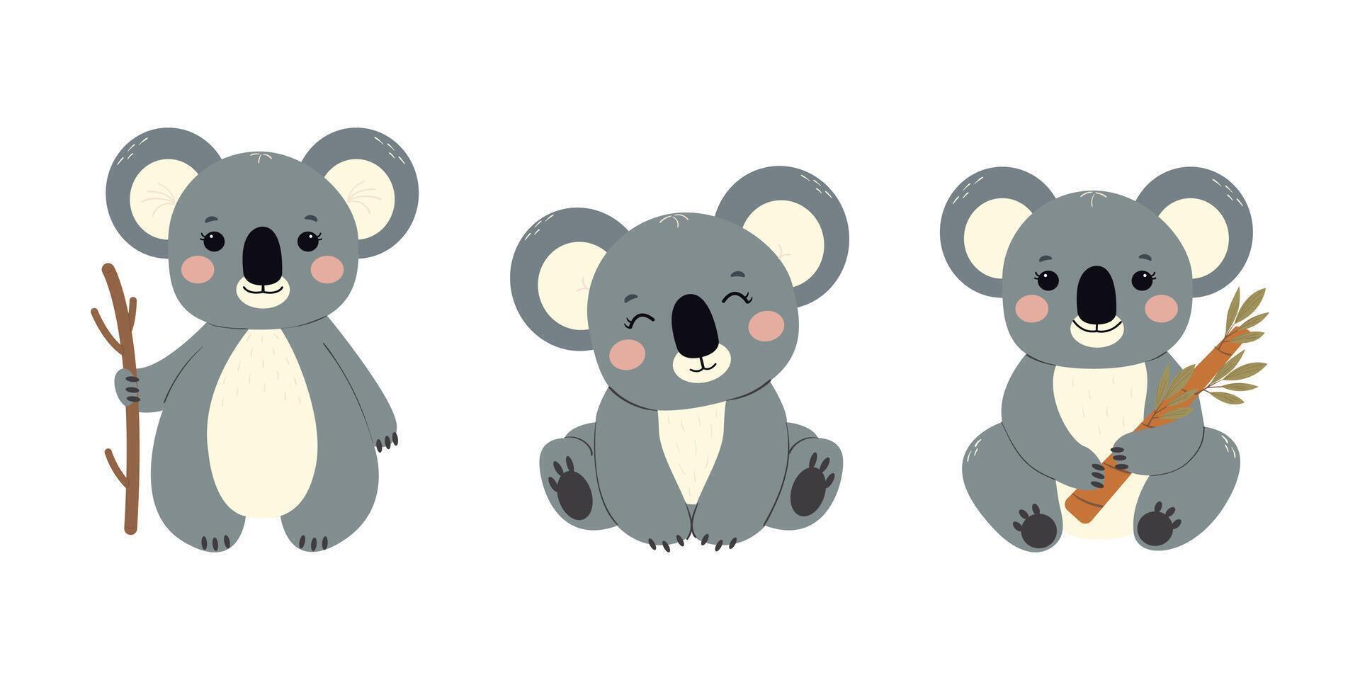 collezione di figli di esotico animali. koala illustrazione. vettore