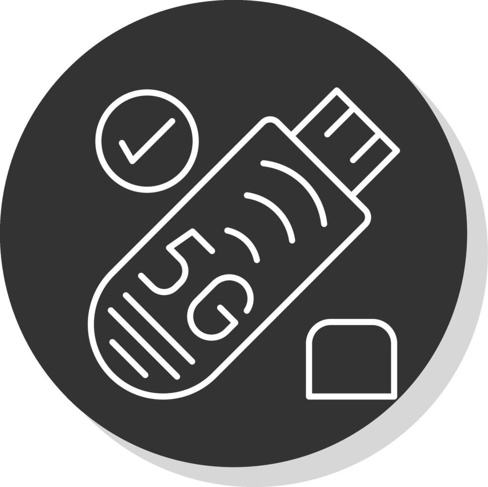 USB bastone linea grigio cerchio icona vettore