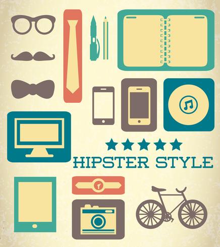 Set hipster piatta di elementi web vettore