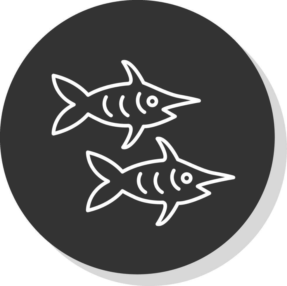 pesce spada linea grigio cerchio icona vettore