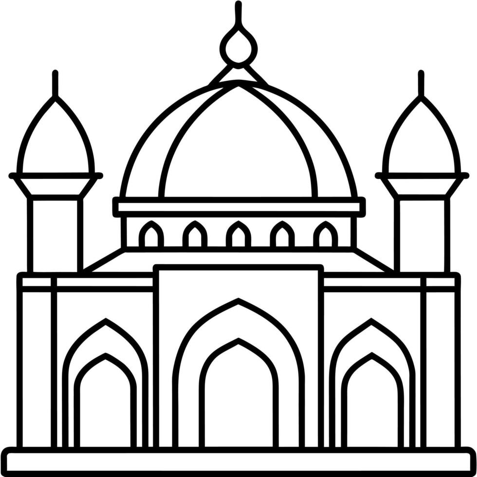 moschea schema illustrazione digitale colorazione libro pagina linea arte disegno vettore
