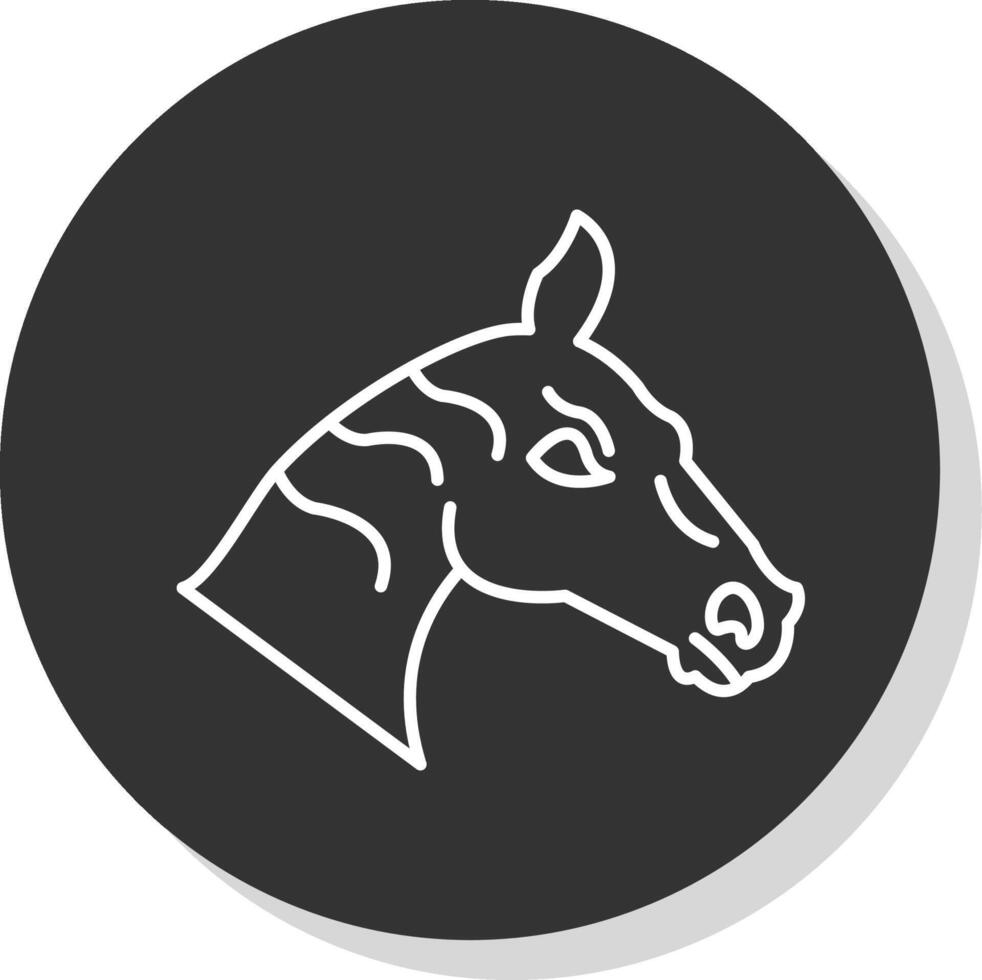 cavallo linea grigio cerchio icona vettore