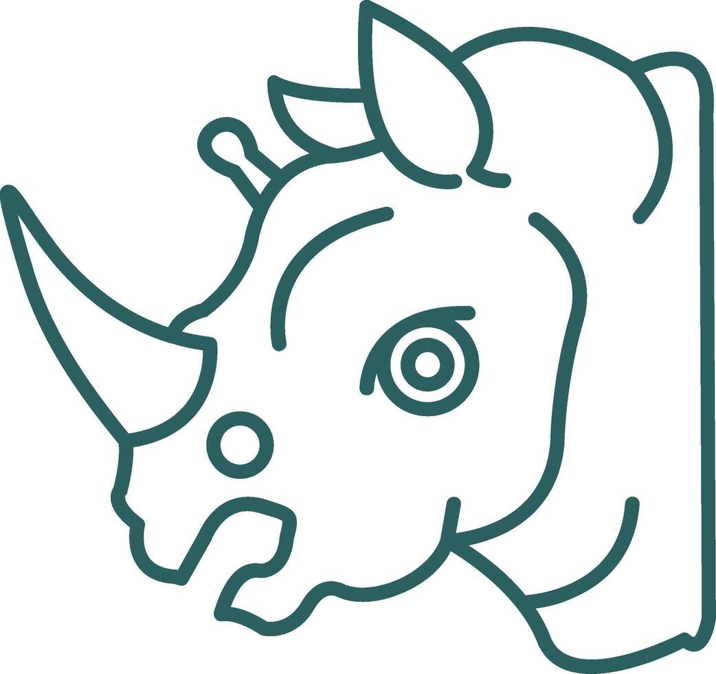 rinoceronte linea pendenza il giro angolo icona vettore