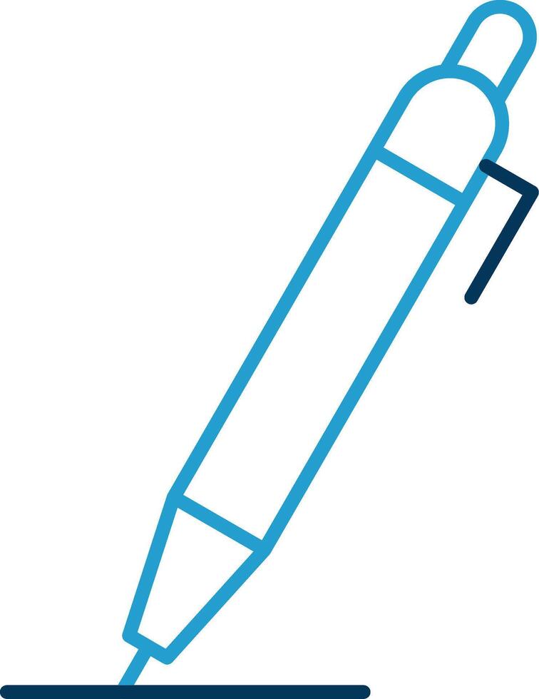 penna linea blu Due colore icona vettore