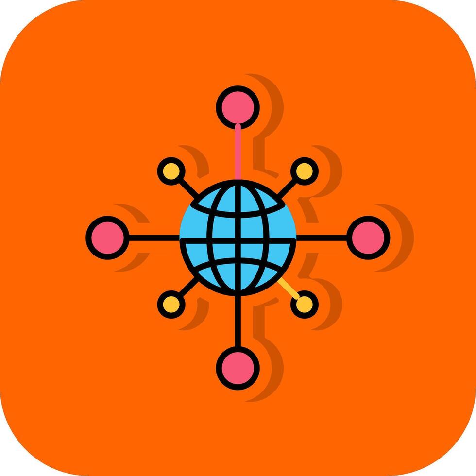 networking pieno arancia sfondo icona vettore