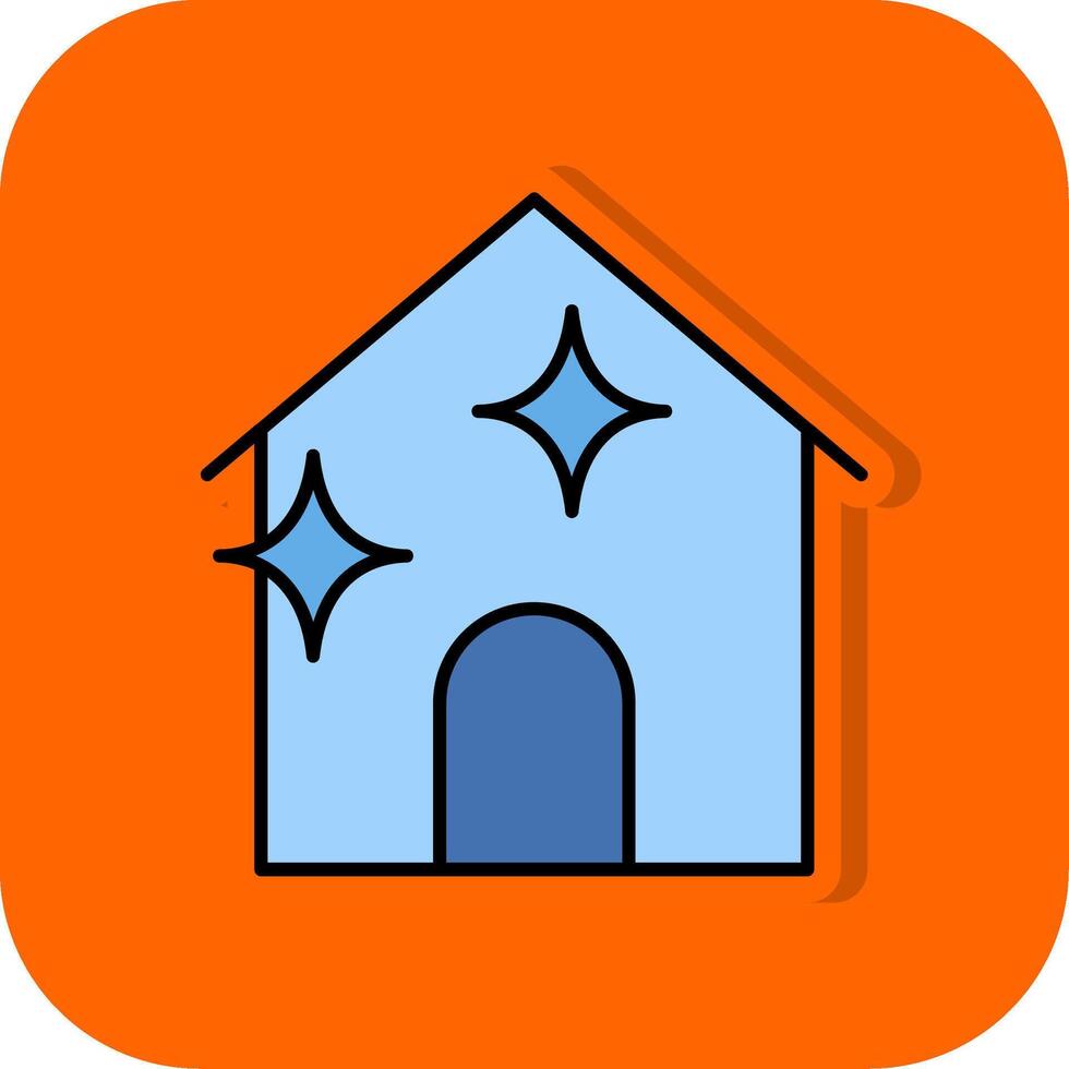 Casa pulizia pieno arancia sfondo icona vettore