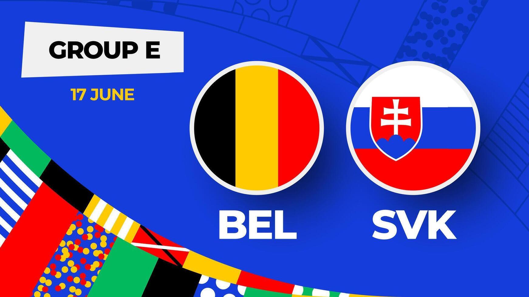 Belgio vs slovacchia calcio 2024 incontro contro. 2024 gruppo palcoscenico campionato incontro contro squadre intro sport sfondo, campionato concorrenza vettore