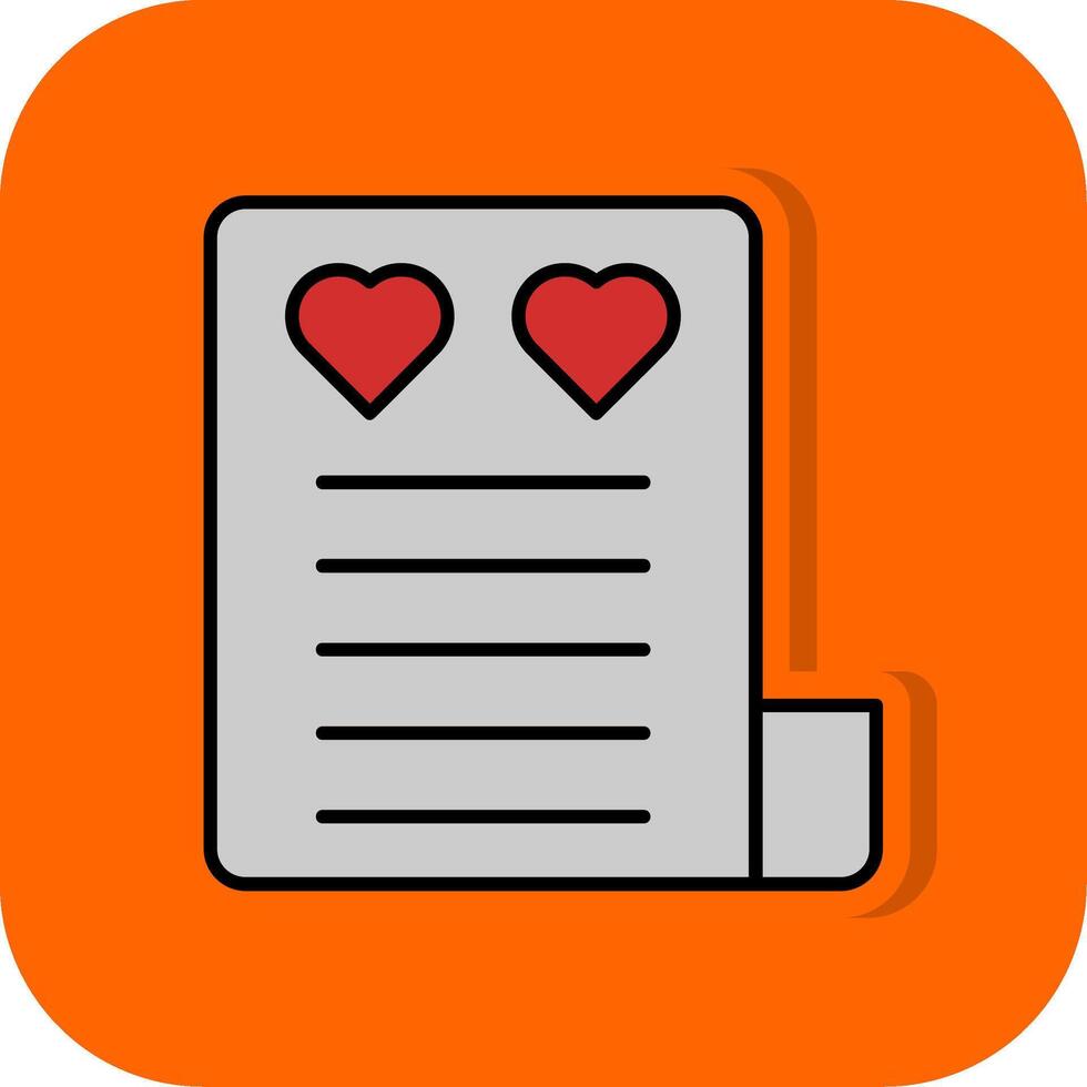 amore lettera pieno arancia sfondo icona vettore