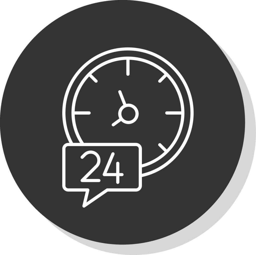 24 ore linea grigio cerchio icona vettore