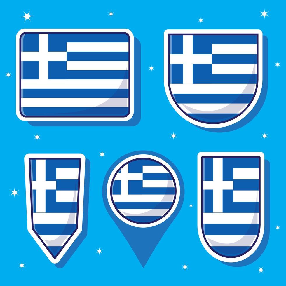 piatto cartone animato illustrazione di Grecia nazionale bandiera con molti forme dentro vettore