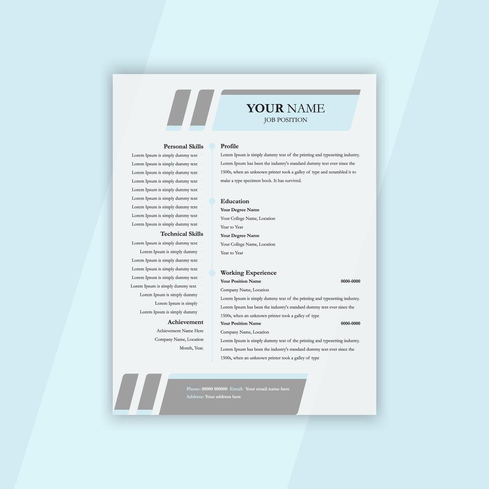 minimo curriculum vitae modello design vettore