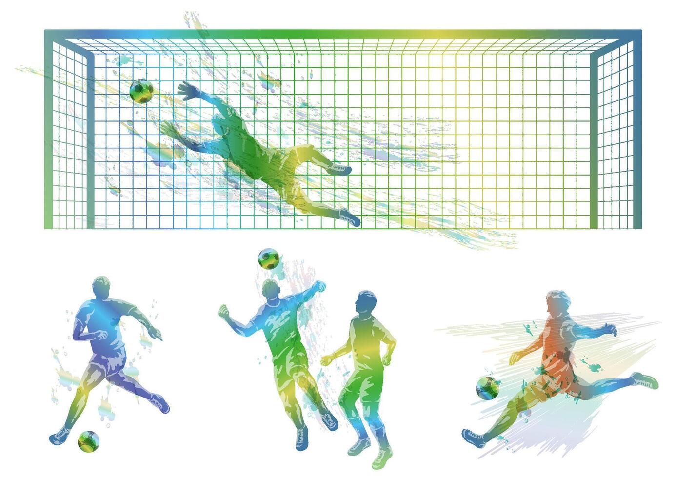 calcio Giocatori silhouette illustrazione impostato isolato su un' bianca sfondo. vettore