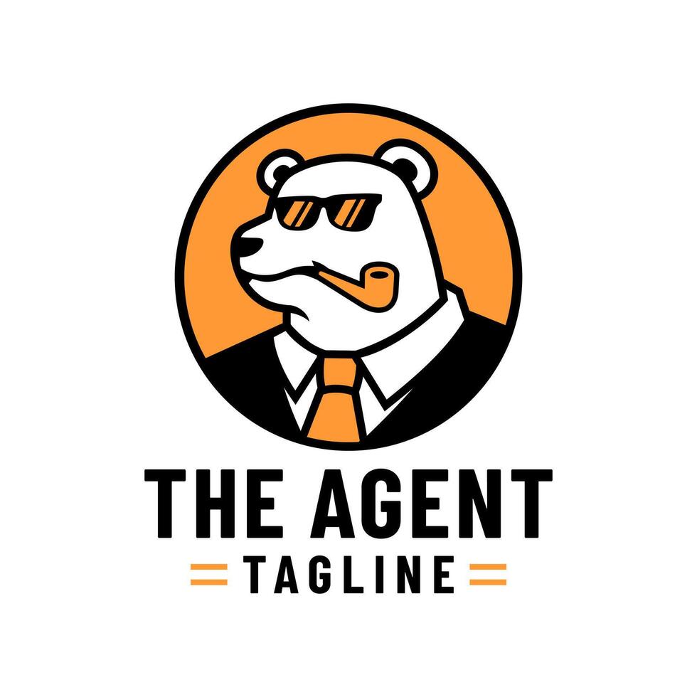 freddo retrò orso agente logo design vettore