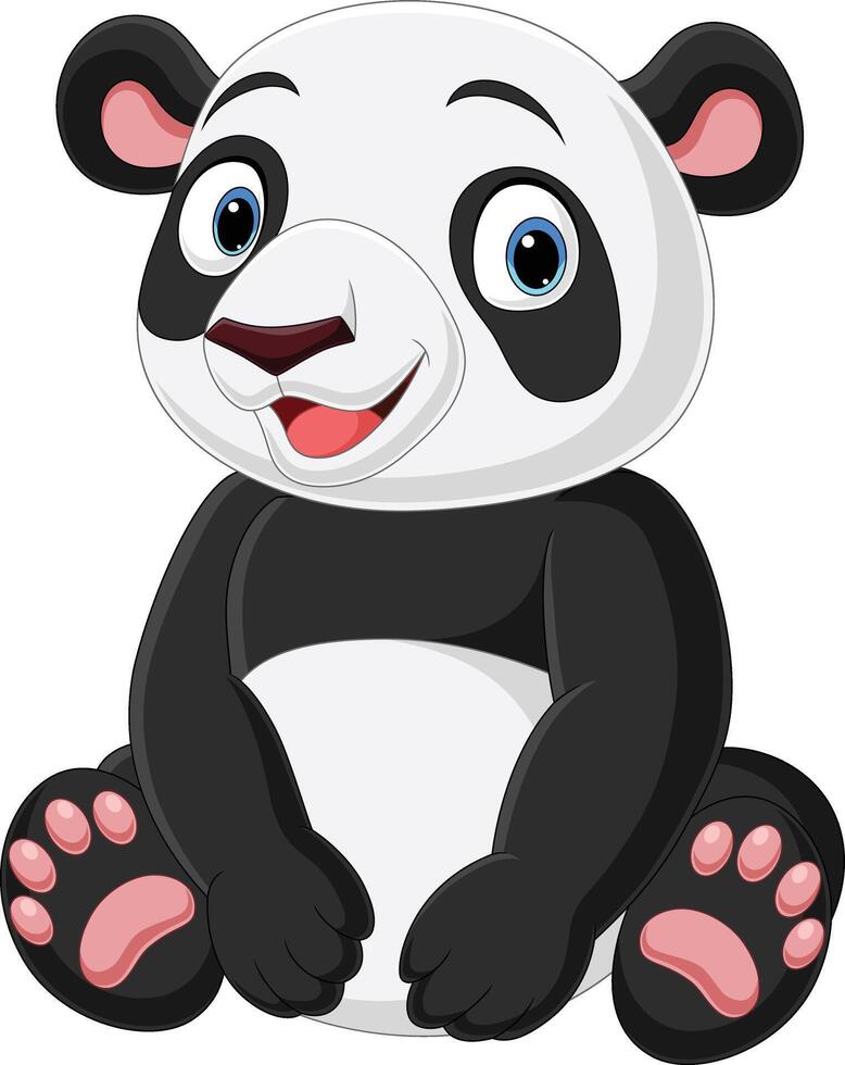 cartone animato carino baby panda seduto vettore