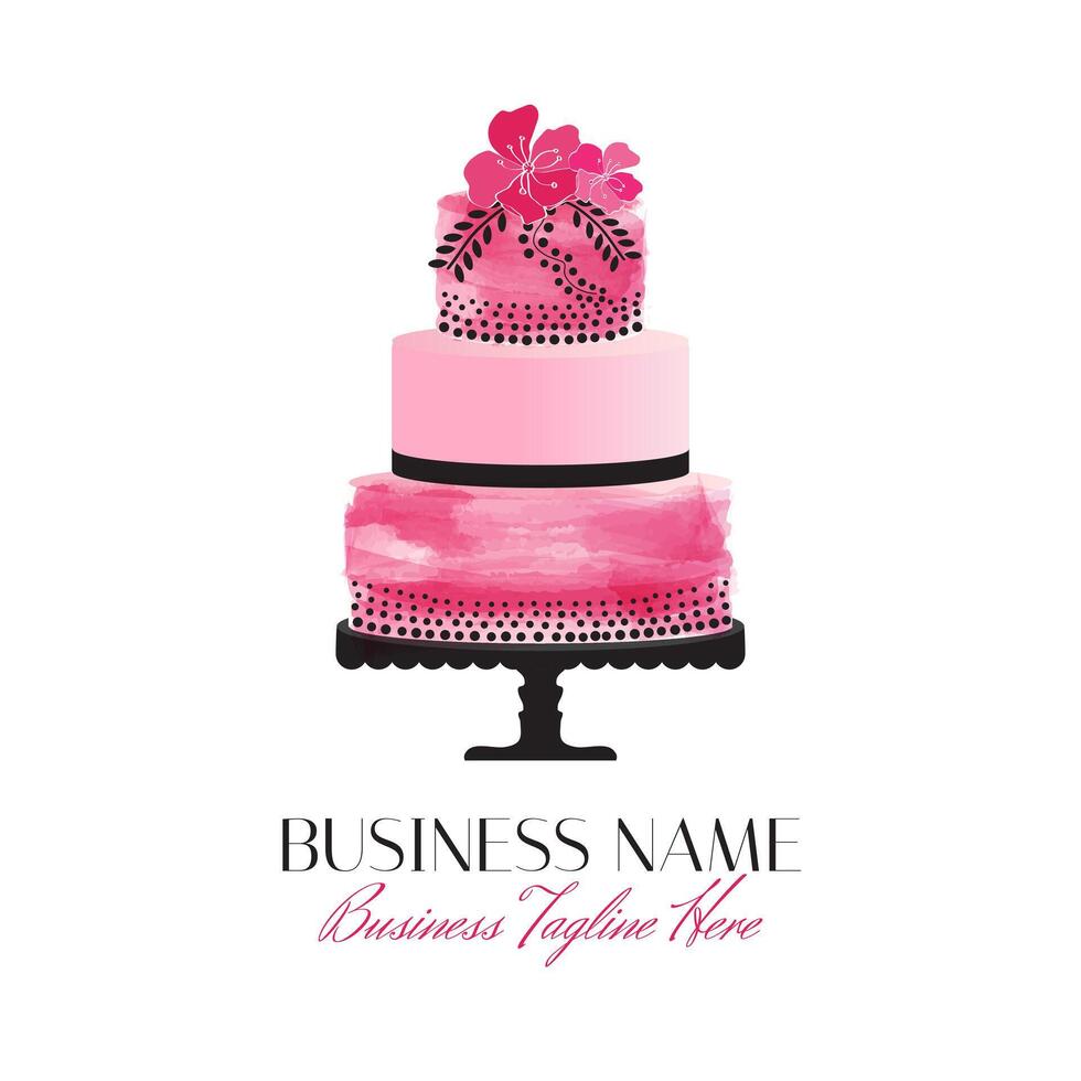 grande rosa torta logo design vettore