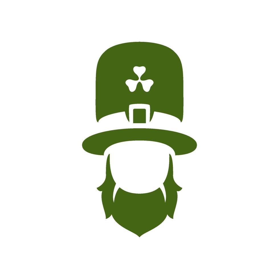 santo Patrick giorno irlandesi fortunato fata cappello trifoglio senza volto silhouette Vintage ▾ icona vettore piatto