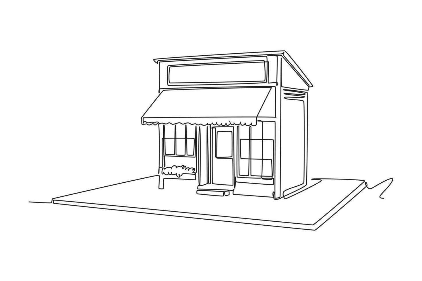 uno continuo linea disegno di carino Casa o piccolo edificio concetto scarabocchio illustrazione vettore