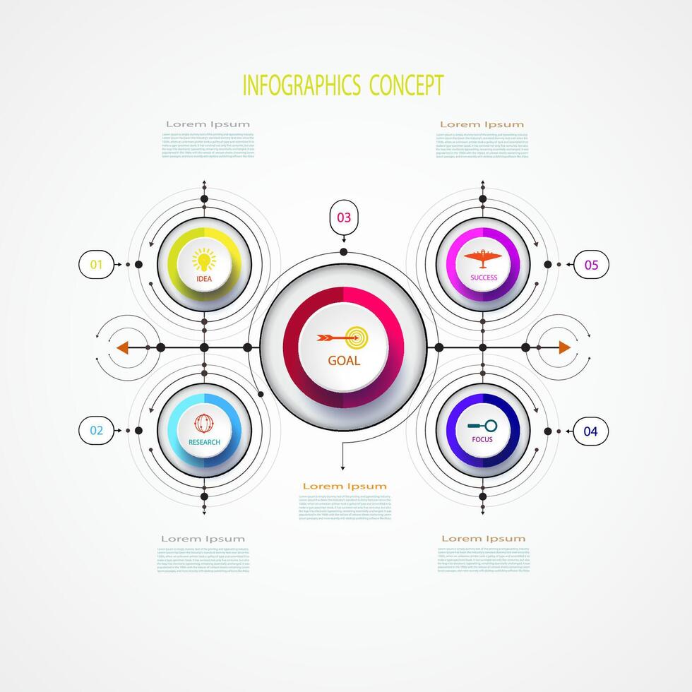 presentazione attività commerciale Infografica tecnologia modello con 5 opzioni. illustrazione. vettore