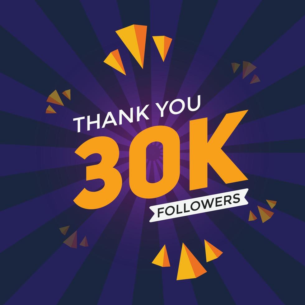 30k follower grazie modello colorato celebrazione follower social media successo congratulazioni vettore