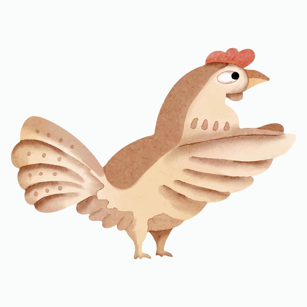 acquerello pollo. mano disegnato animali. acquerello illustrazione di carino gallo. vettore