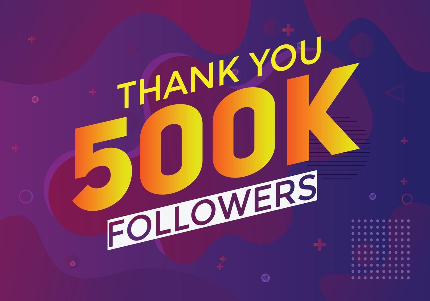 500k follower grazie al modello di celebrazione colorato successo dei follower sui social media vettore