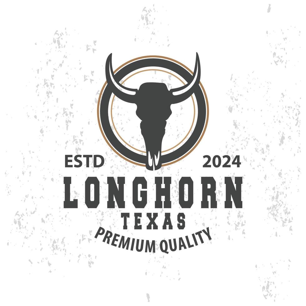 Longhorn animale logo disegno, azienda agricola retrò Vintage ▾ corno minimalista semplice modello illustrazione vettore