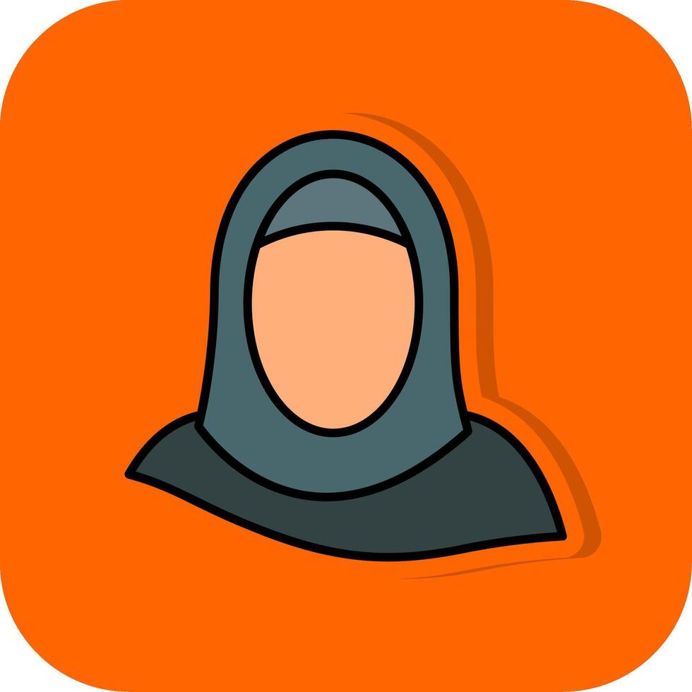 hijab pieno arancia sfondo icona vettore