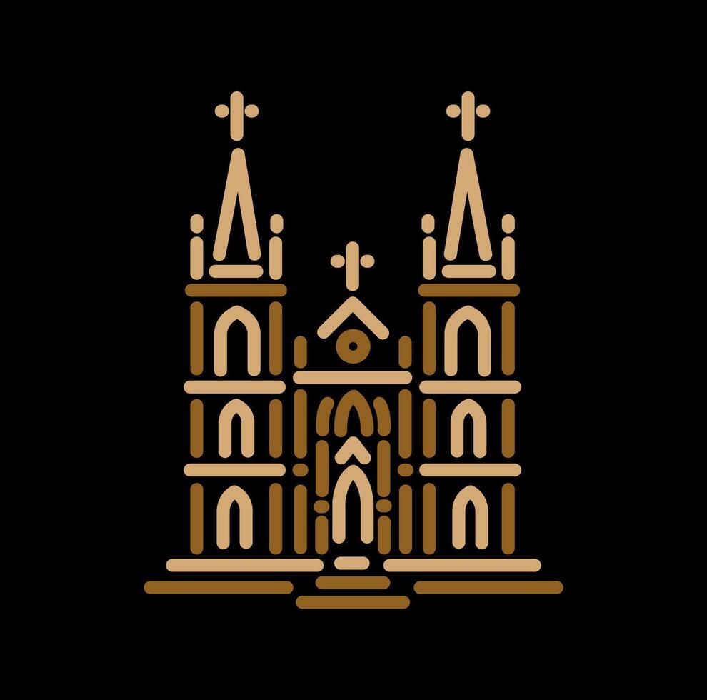 montare Maria Chiesa mumbai edificio linea illustrazione icona. vettore